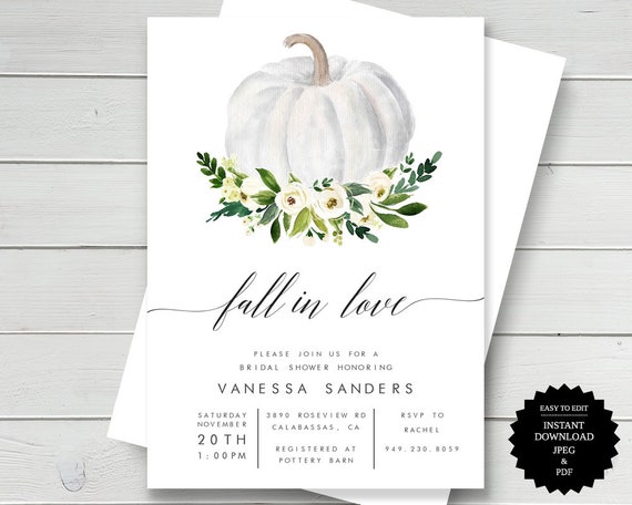 Fall Bridal Shower Invitation Template Bridal Shower Invite Printable Invitation Instant Download Floral Bridal Shower Fall