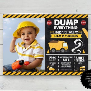Construction Party, Construction, Construction Invite, Birthday Invitation, Dump Truck Birthday Party Invitation, Dump Truck Birthday