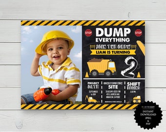 Construction Party, Construction, Construction Invite, Birthday Invitation, Dump Truck Birthday Party Invitation, Dump Truck Birthday