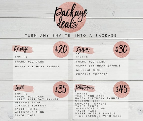 Party Package Deal Turn Any Invite Into A Package | Etsy