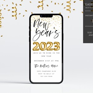 New Years Eve Party Evite, New Years Eve Electronic Invite, New Years Eve Digital Invitation, INSTANT DOWNLOAD