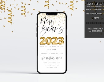 New Years Eve Party Evite, New Years Eve Electronic Invite, New Years Eve Digital Invitation, INSTANT DOWNLOAD