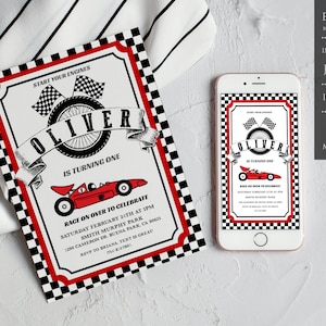 Race Car Invitation, Red Race Car Invitation, Go Kart Birthday Invitation, Race Car Invitations, Racing Invite, Race Car Birthday Invitation