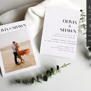 Minimalist Wedding Invitation Template, Editable Minimalist Wedding Invite, Modern Wedding Invite, Photo Wedding Invitation