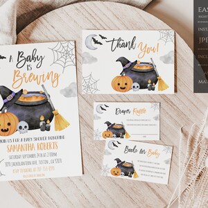 A Baby is Brewing Halloween Baby Shower Invitation, Gender Neutral Halloween Baby Shower Invite, Halloween Baby Shower Invitation - HBBI