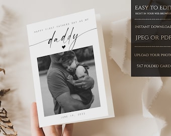 First Fathers Day Card, Custom New Dad Card, 1st Fathers Day Card, Personalized First Fathers Day Card, Instant Download, Editable Template