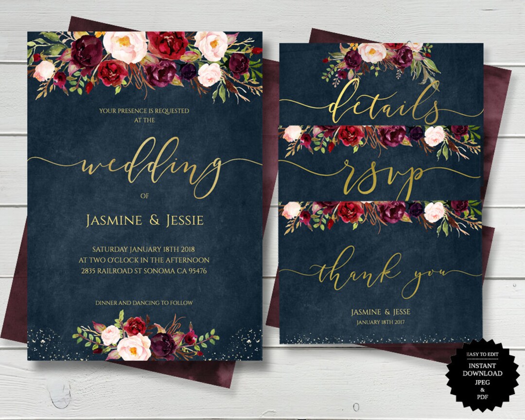 Wedding Invitation Wedding Invitations Printable Wedding - Etsy