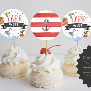 Pirate Birthday Cupcake Toppers, Pirate Party Decor, INSTANT DOWNLOAD - PBP