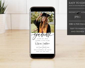 Graduation Party Evite, Electronic Photo Graduation Party Invitation, Modern Graduate Announcement, Modern Graduation Party Invite