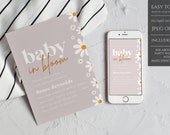 Daisy Baby in Bloom Baby Shower Party Invitations, Baby In Bloom Baby Shower Invitation, Instant Download, Editable Template
