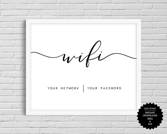 Wifi Password Sign Wifi Password Wifi Sign Wifi Printable | Etsy