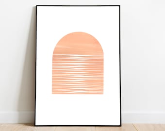 Abstract Sunset Art Print - line drawing - Abstract Wall Art