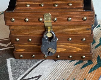 Small Wooden PIRATE TREASURE Chest ~ handcrafted ~ Over 500 pirate chests sold.