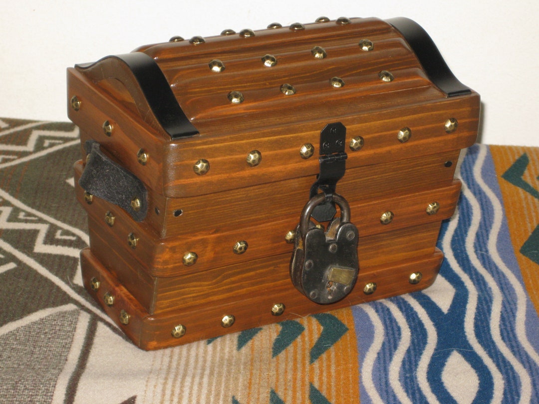 Small WOODEN PIRATE TREASURE Chest Handcrafted, 100's of Pirate Chests ...