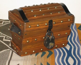 Small WOODEN PIRATE TREASURE Chest -- handcrafted, 100's of pirate chests sold.