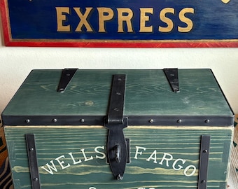 WELLS FARGO & Co. EXPRESS Stagecoach Strongbox - Reproduction. Great for Western Rooms.