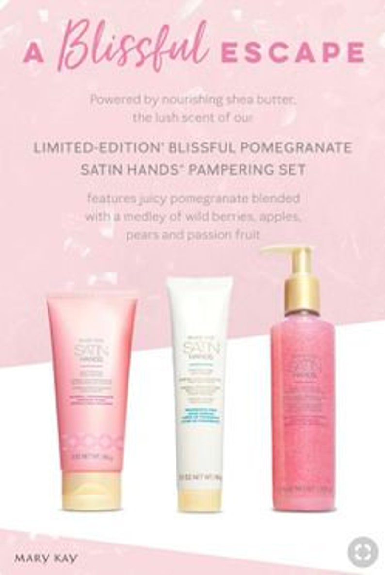 Mary Kay Satin Hands Pampering Set Blissful Pomegranate Etsy