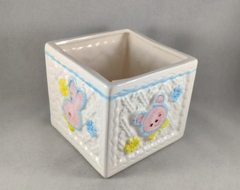 Kitschy Ceramic Nursery Planter Animal Letter Block