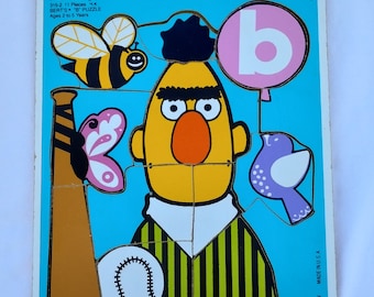 Bert Sesame Street Alphabet Letter B Playskool Wooden 11 Piece Puzzle