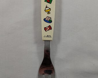 Vintage Hello Kitty Sanrio Kids Fork Stainless Steel Plastic Handle