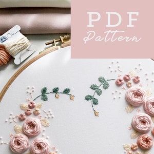 Floral Heart Embroidery Pattern. Beginner Embroidery. Pdf Embroidery Pattern. Floral Embroidery Pattern. Embroidery Pattern. Diy Pattern.