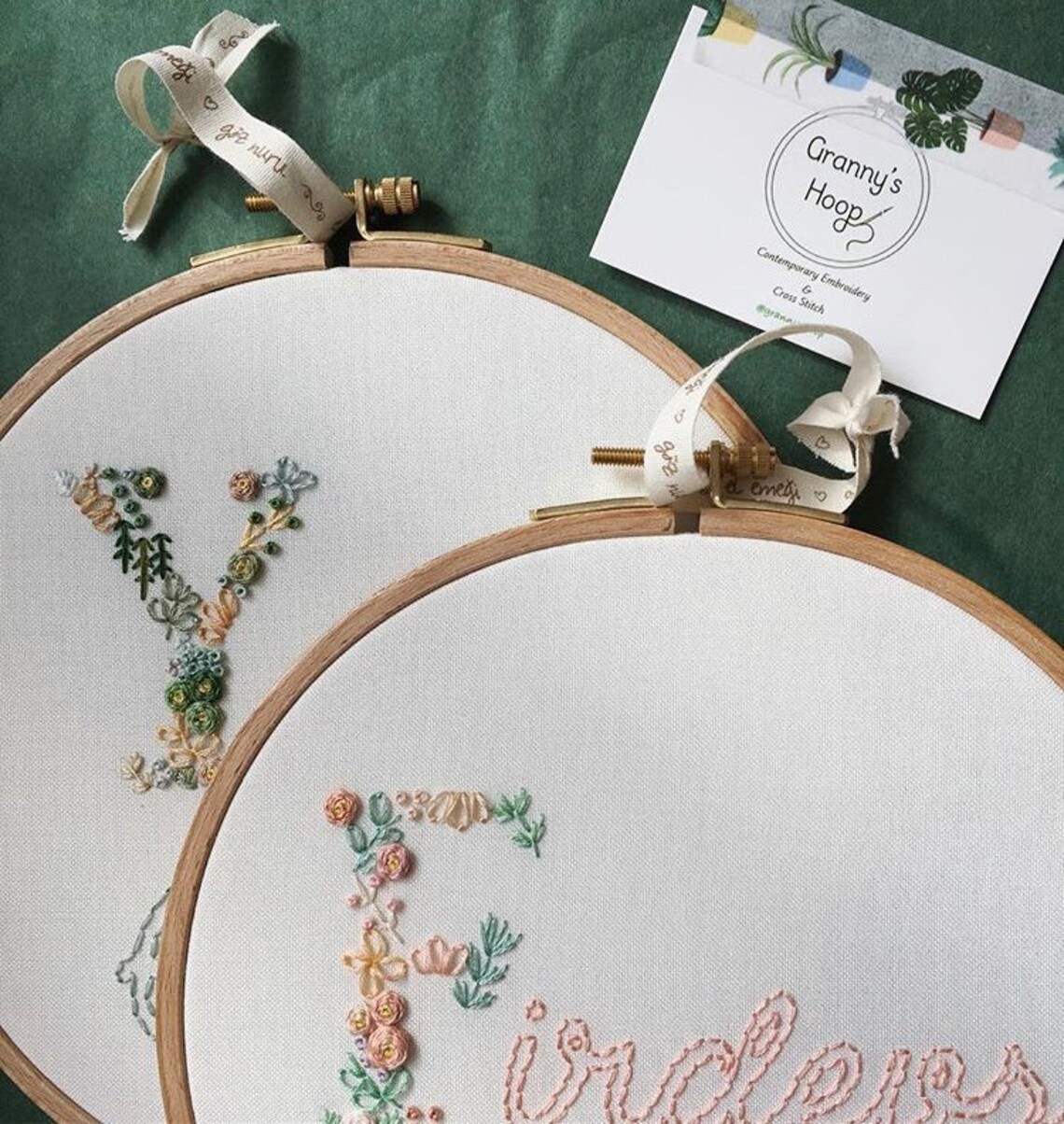Custom Monogram Floral Embroidery Hoop Art. Name Embroidery Hoop Art ...