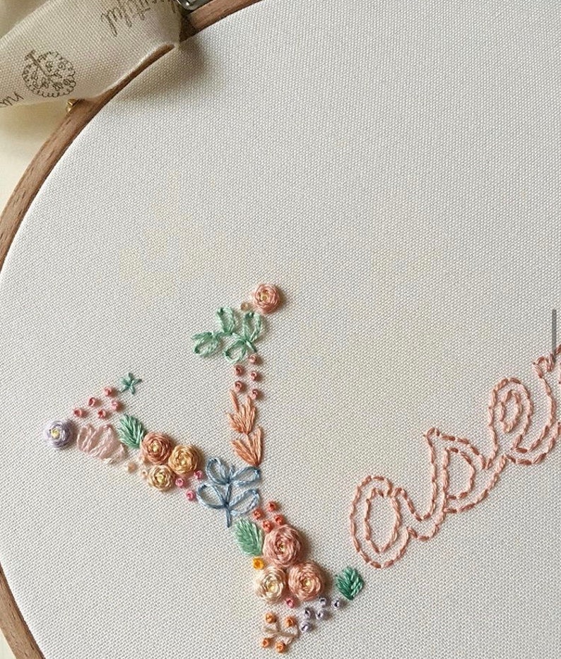 Custom Monogram Floral Embroidery Hoop Art. Name Embroidery Hoop Art ...