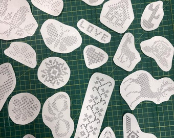 Modèles de broderie bâton et point, patchs de broderie à coller, motifs de broderie solubles dans l’eau, modèles à coller pour débutants