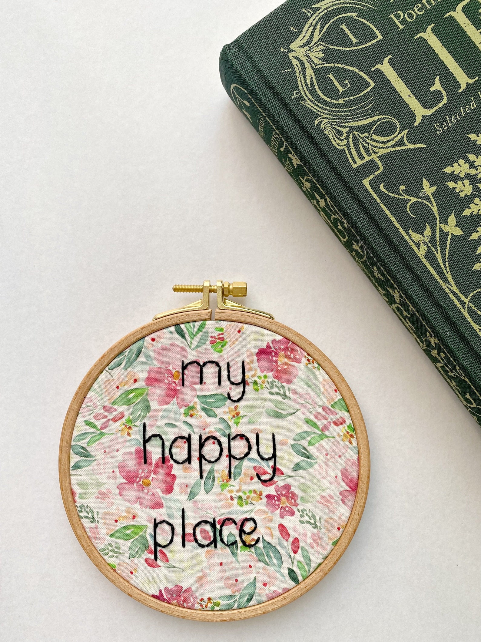 My Happy Place Embroidery Hoop Art Etsy