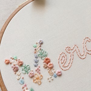 Custom Monogram Floral Embroidery Hoop Art. Name Embroidery Hoop Art. Initial Embroidery Hoop Art. Letter Embroidery Hoop Art.