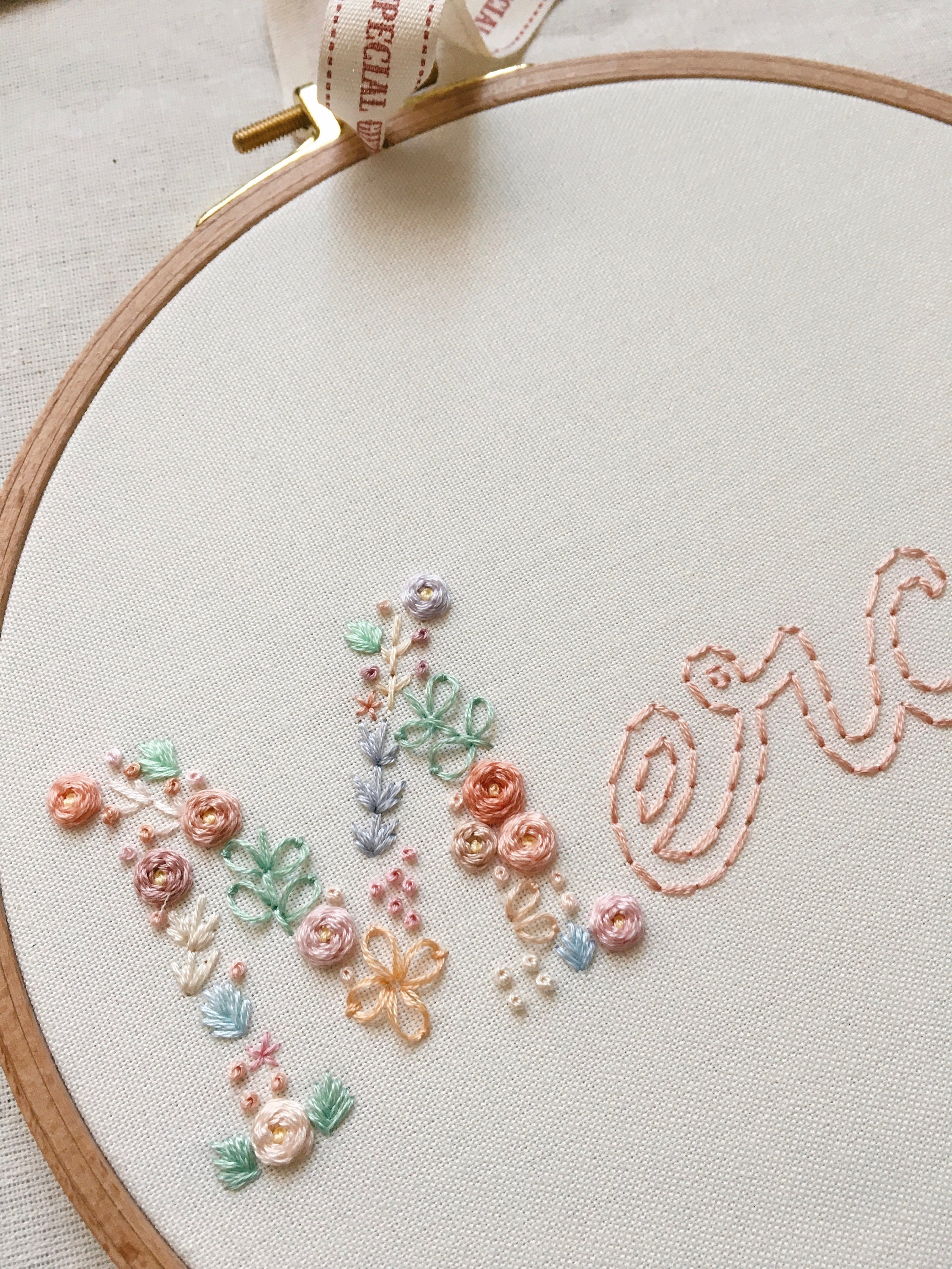 Custom Monogram Floral Embroidery Hoop Art. Name Embroidery Hoop Art ...