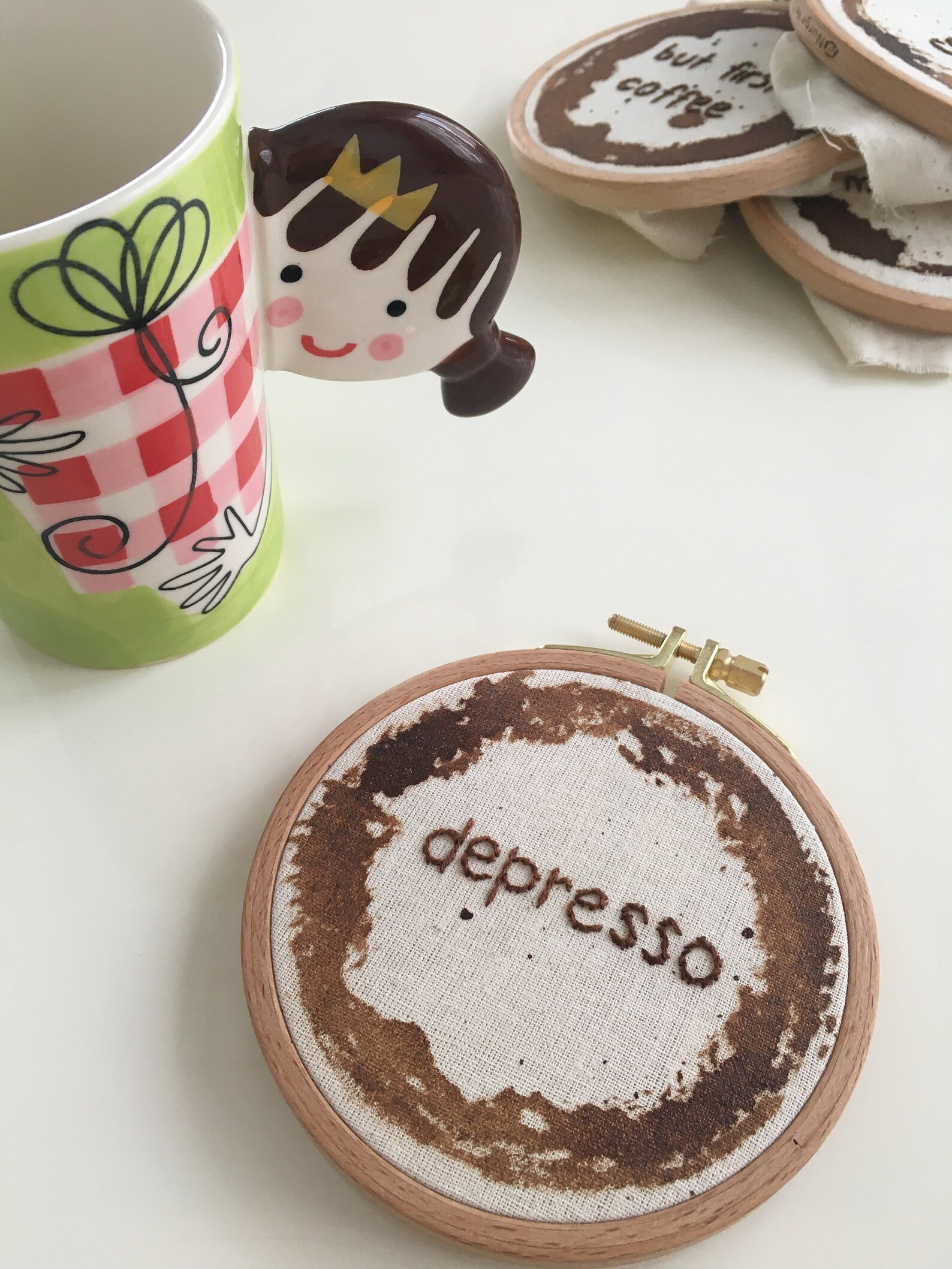 Coffee Embroidery Hoop Art Coffee Stain Embroidery Hoop Art | Etsy