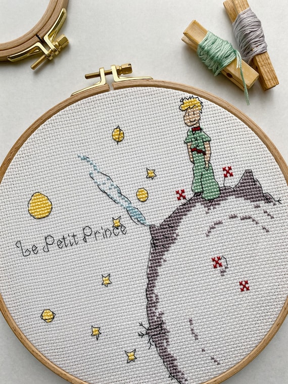 Le Petit Prince Cross Stitch Hoop Art. Little Prince Hoop Art. Modern Cross  Stitch.