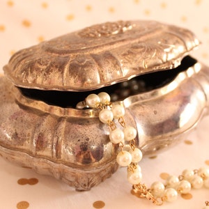 Silver Vintage Jewelry Box with Floral Motif
