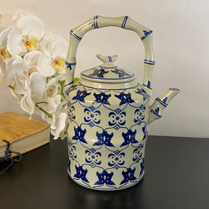 Blue and White Asian Inspired Pitcher