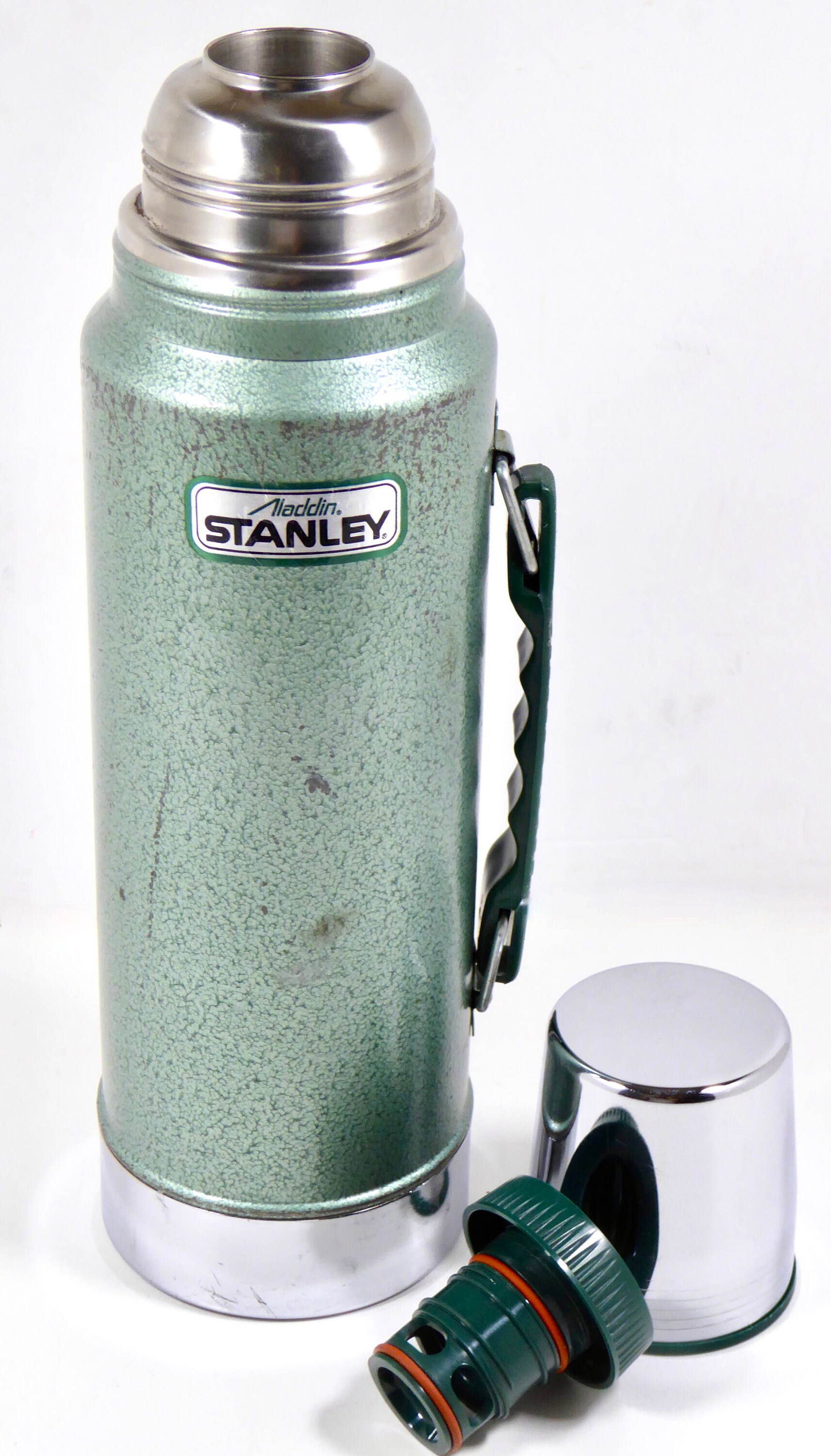 Vintage Stanley Aladdin thermos 4 pc lot used new 32 oz quart 1 liter Green  Blue
