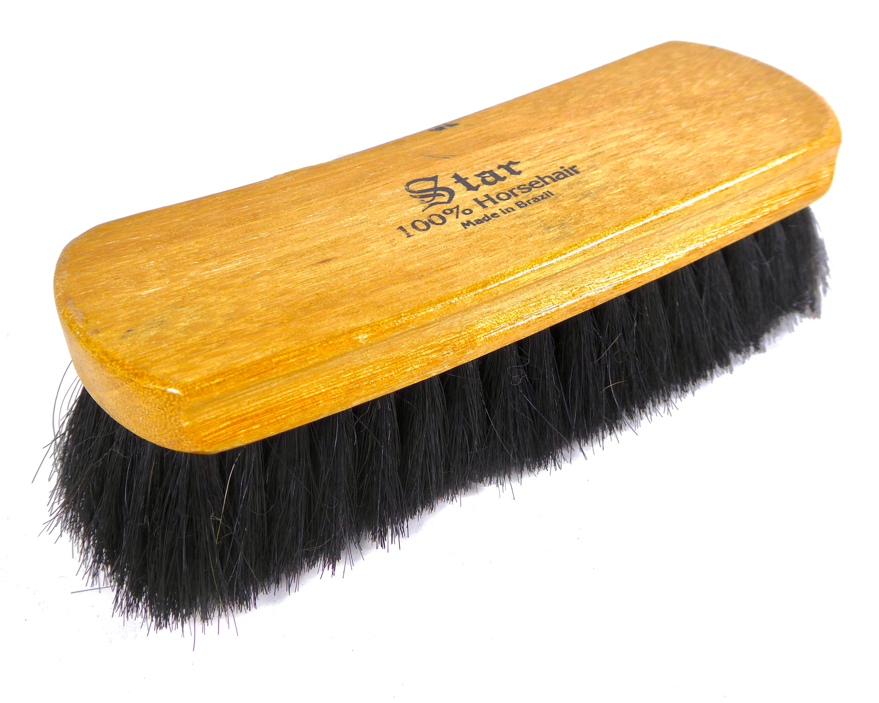 6.5 IN. Shoe Brush Boot Brush Leather Brush 100% Horsehair Shoe Polish Shoe  Shine Brush for Leather For Cleaning light Bristles 1 Pc.