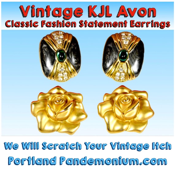 Vintage Avon Fashion Statement Earrings, Kenneth J