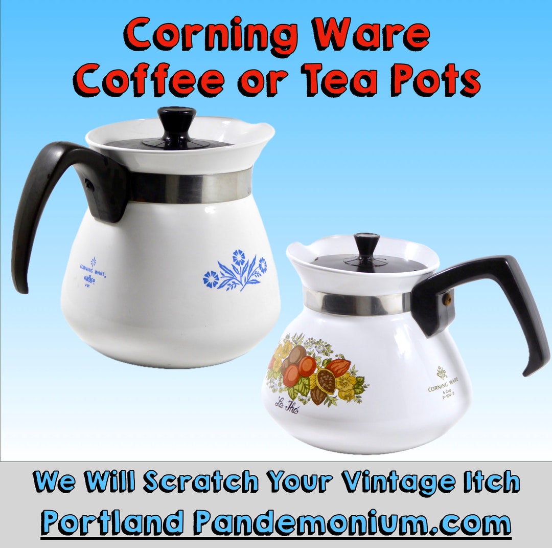 Vintage Corning Ware Stovetop Style Tea/coffee Pots Blue Cornflower 2