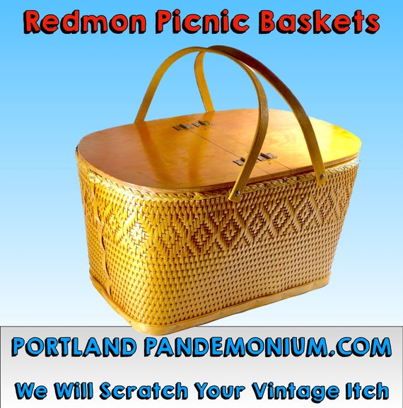 Vintage Redmon Picnic Hampers, Wickerwork Baskets… - image 1