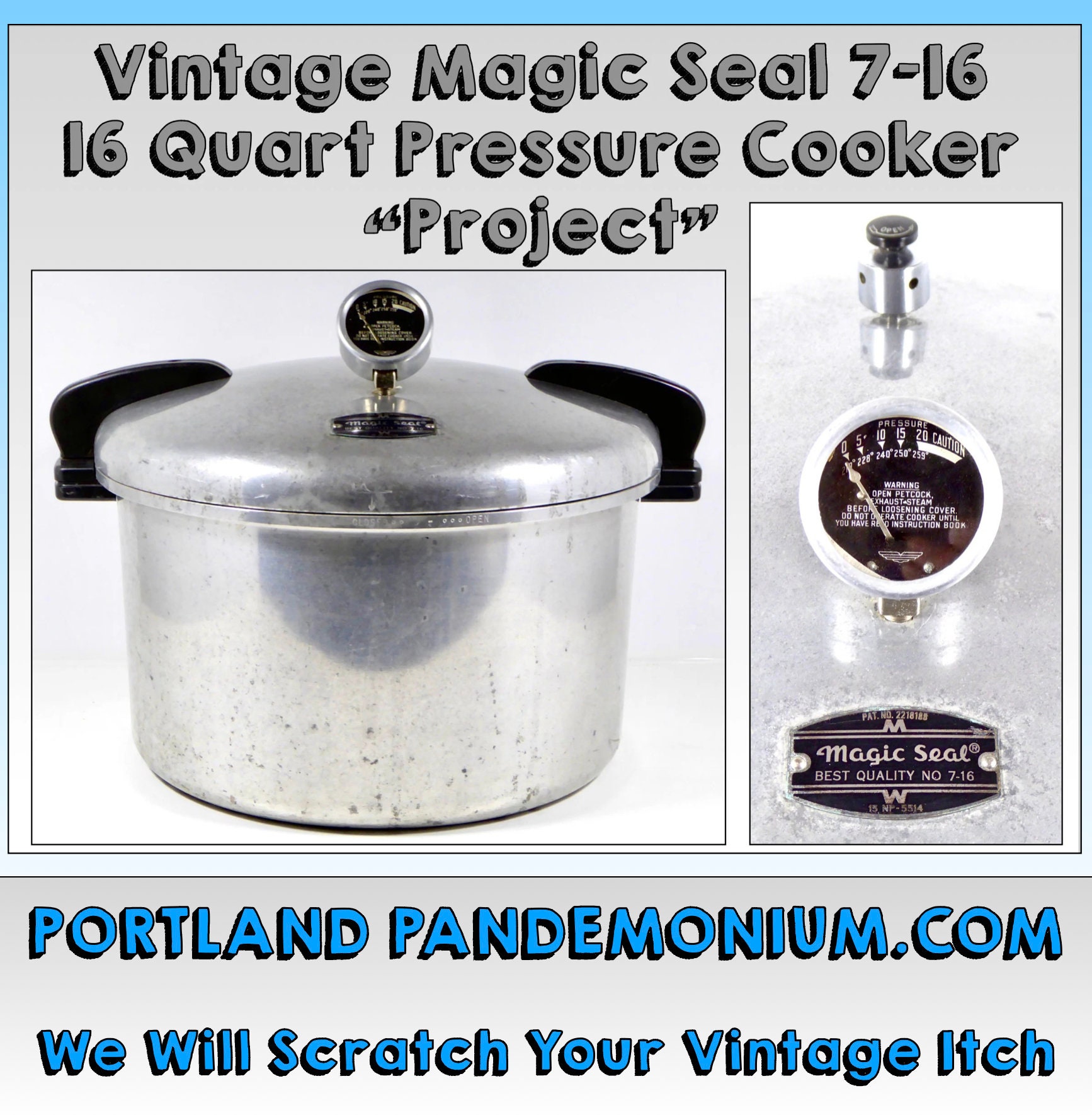 Vintage T-fal Sensor 6 liter Pressure Cooker SA SEB 3215 Made in