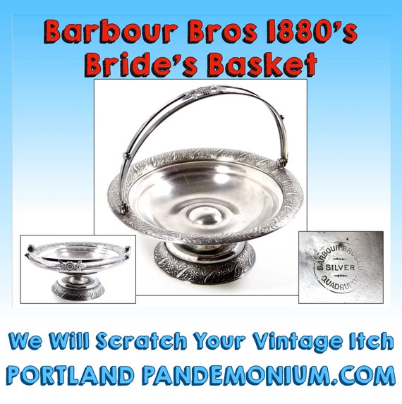 Antique Barbour Bros. Co. Bride's Basket, "Somethi