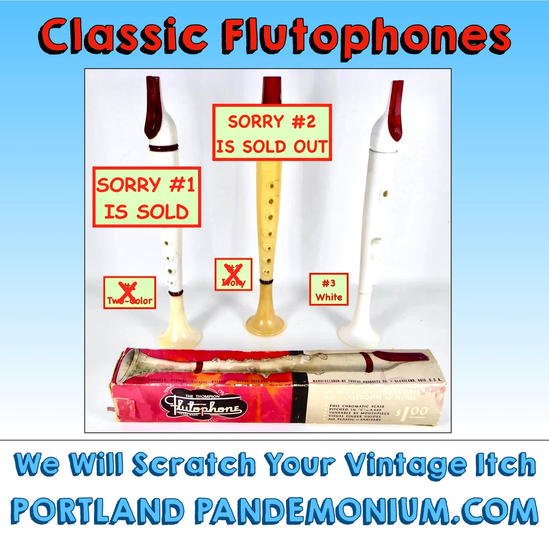 Vintage Flutophones Sold Separately 3 to Choose From Plus