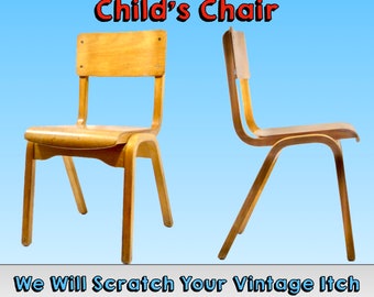 Mid-Century Blond Bentwood & Plywood Child's Chair, In The Style of Baumann or Thonet, Nesting W/Bumpers, 25" Tall, 12" Seat, Clean Patina