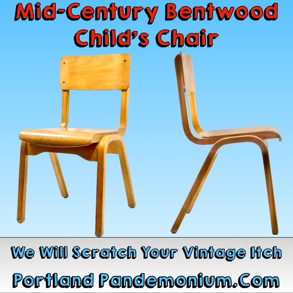 Mid-Century Blond Bentwood & Plywood Child's Chair, In The Style of Baumann or Thonet, Nesting W/Bumpers, 25" Tall, 12" Seat, Clean Patina