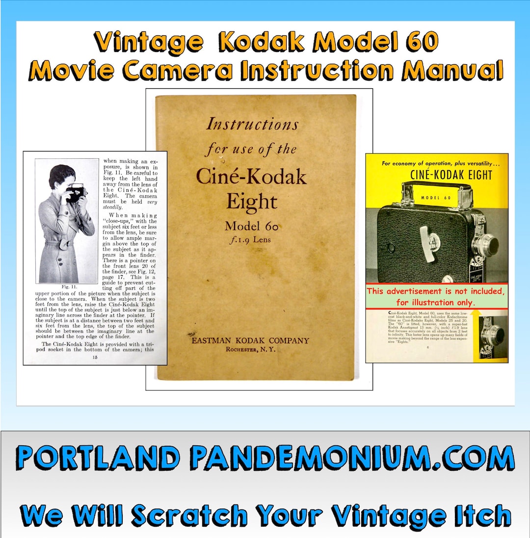 Vintage Cine kodak Eight Model 60 Movie Camera Instruction Booklet vintage-cine-kodak-eight-model-60-movie-camera-instruction-booklet