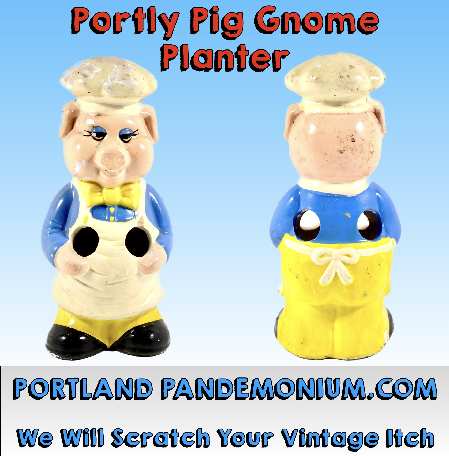 Vintage Porky Pig Style Garden Gnome Planter, Dressed as a Chef, Bow Tie,  Apron, Toque Ceramic, 11 Tall, Strawberry Pot, Porky Incense Pot? - Etsy