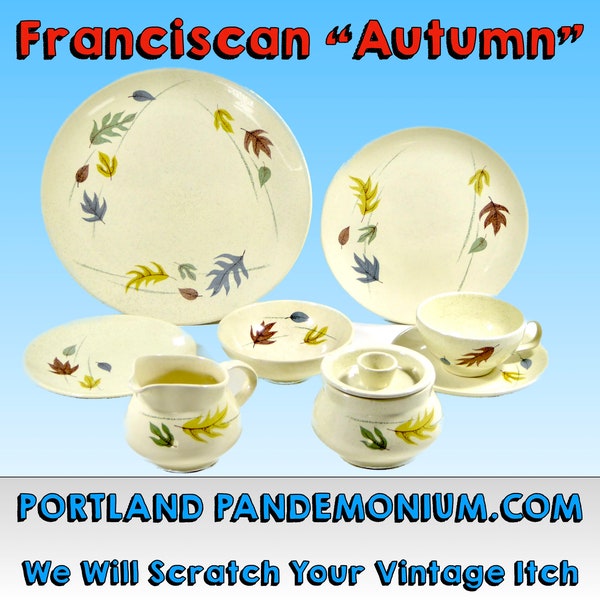 Vintage Franciscan "Autumn" Dinnerware Circa 1950's Atomic Ranch Mid Century Modern Dining: 6 Piece Place Setting and/or Individual Pieces