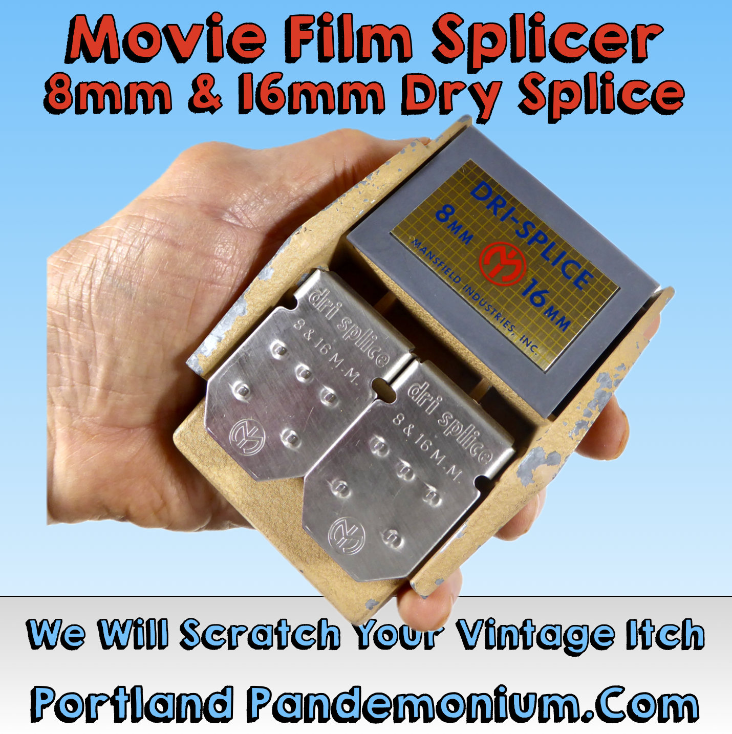 Film Editing Splicer 8mm & 16mm Dry Splicing by Mansfield dri-splice With  Kodak Tapes, All Metal Construction Stainless Cutter Blades 