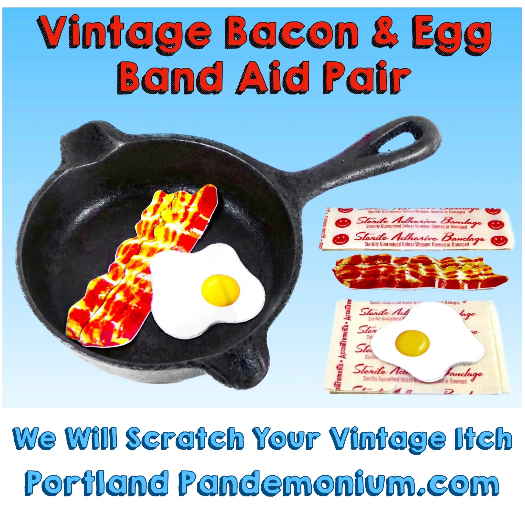 Vintage Bacon Egg Band Aid Set Goofy Spoof Gift for That